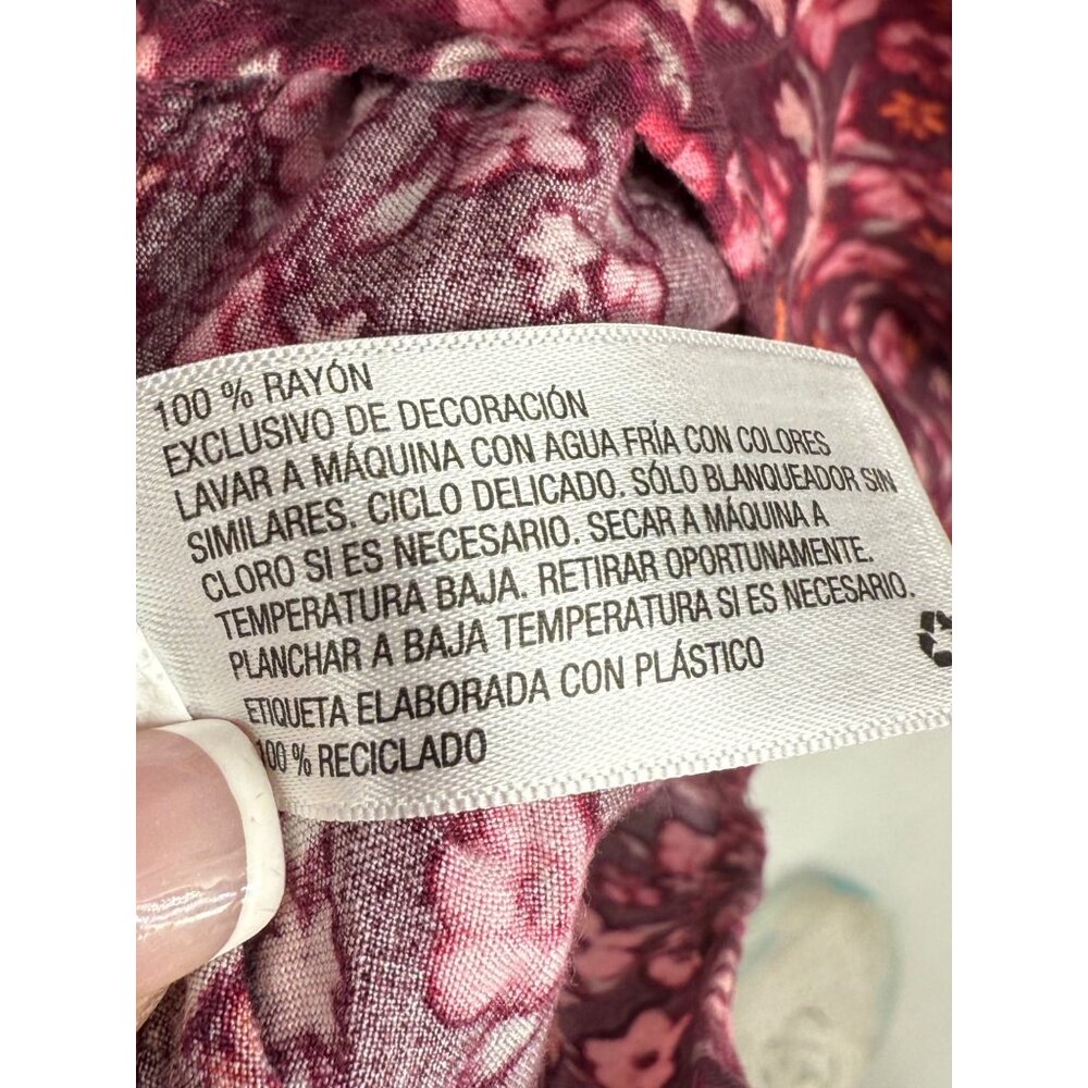 Wild Fable Burgundy Floral Crochet Trim Tiered Hem Grunge 90s Babydoll Dress - Picture 11 of 13